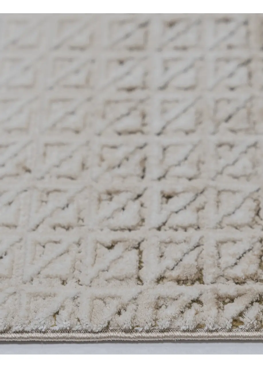 Tapete Texturizado Marfil con Cuadrícula de Triángulos en Relieve