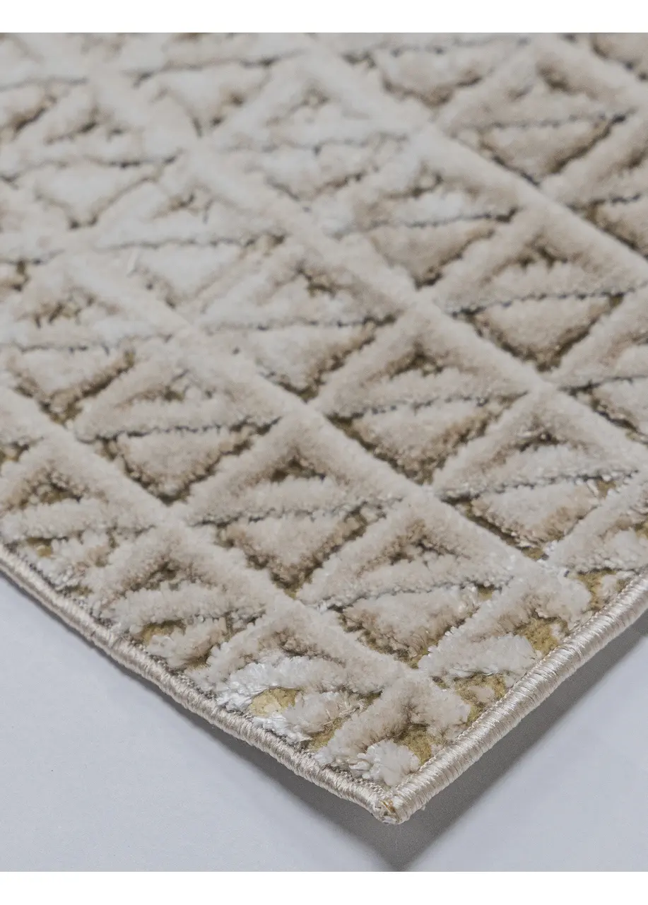 Tapete Texturizado Marfil con Cuadrícula de Triángulos en Relieve