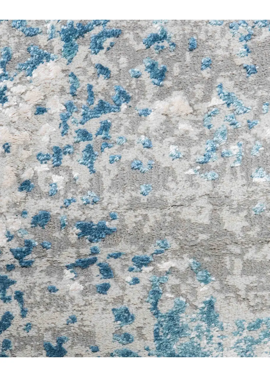 Tapete Abstracto Gris con Manchas en Azul Turquesa - Vista alternativa