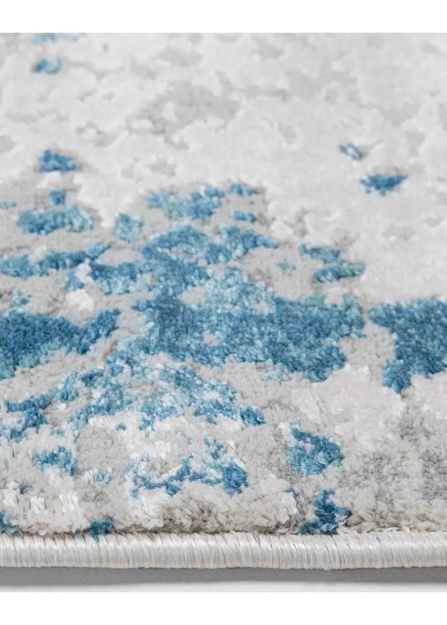 Tapete Abstracto Gris con Manchas en Azul Turquesa