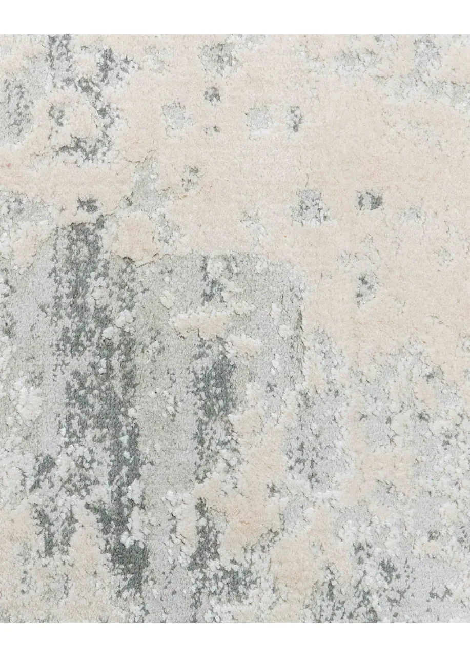 Tapete Abstracto Crema con Manchas en Gris Verdoso - Vista alternativa