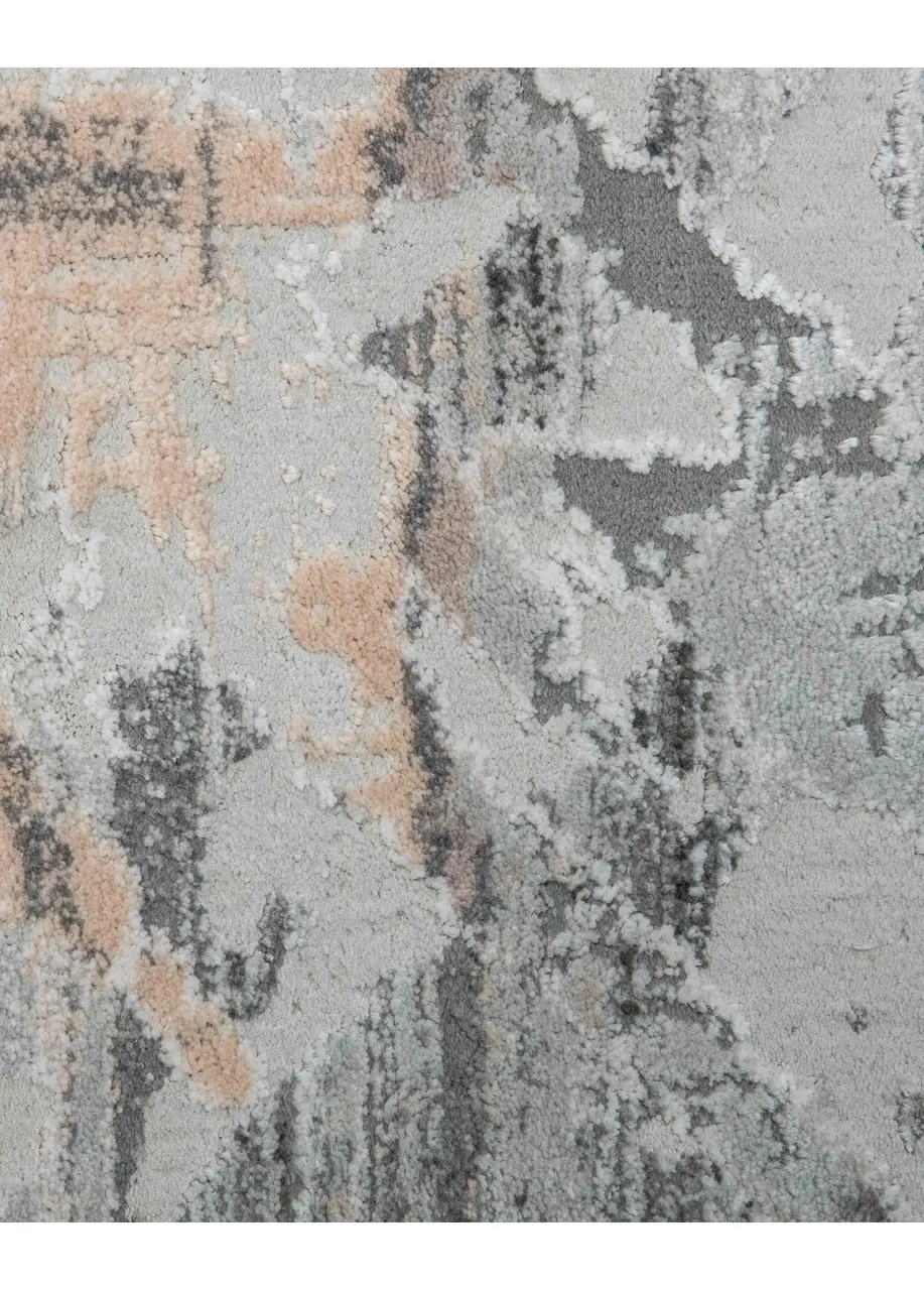 Tapete Abstracto Gris con Trazos en Carbón y Durazno - Vista alternativa