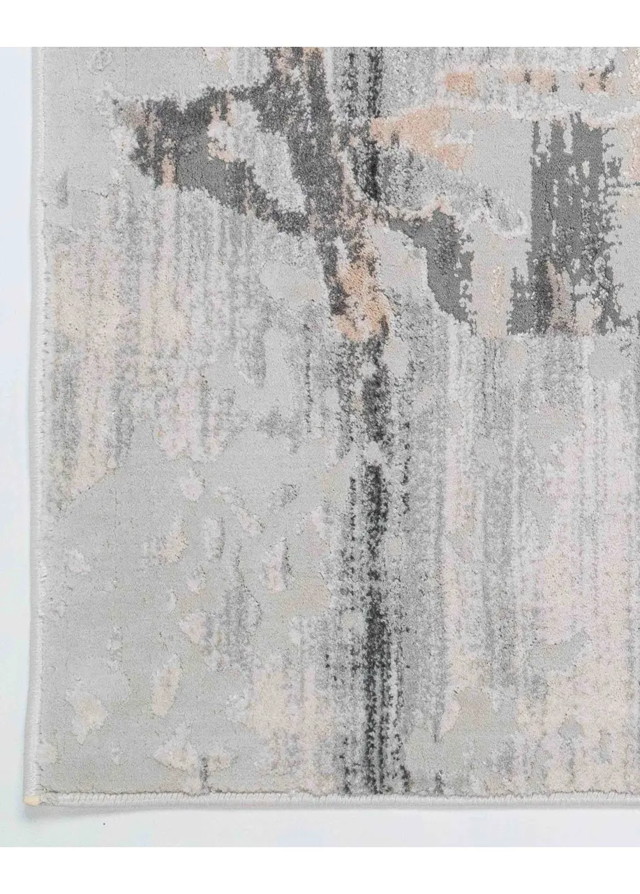 Tapete Abstracto Gris con Trazos en Carbón y Durazno