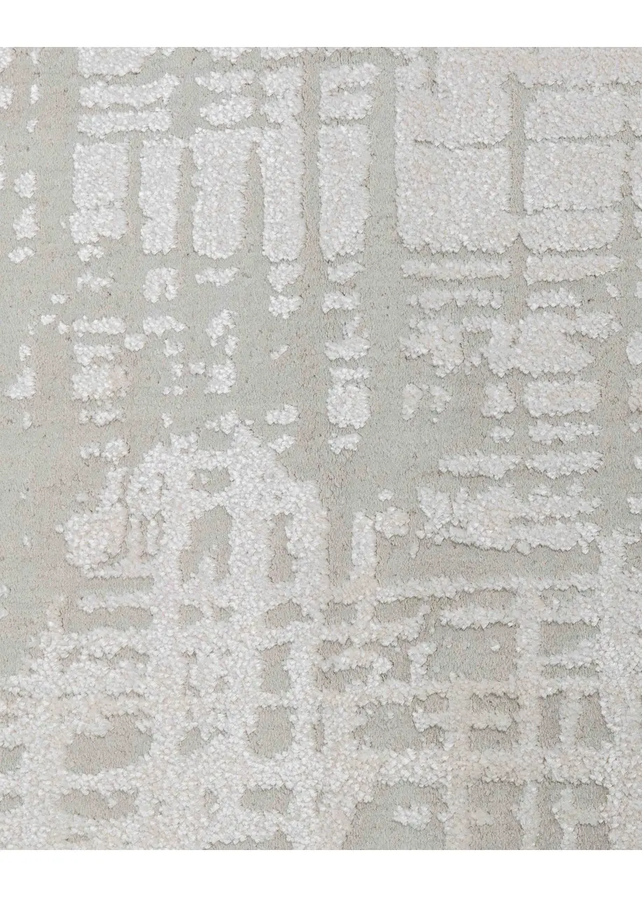 Tapete Moderno Gris Perla con Cuadrícula Irregular en Marfil - Vista alternativa