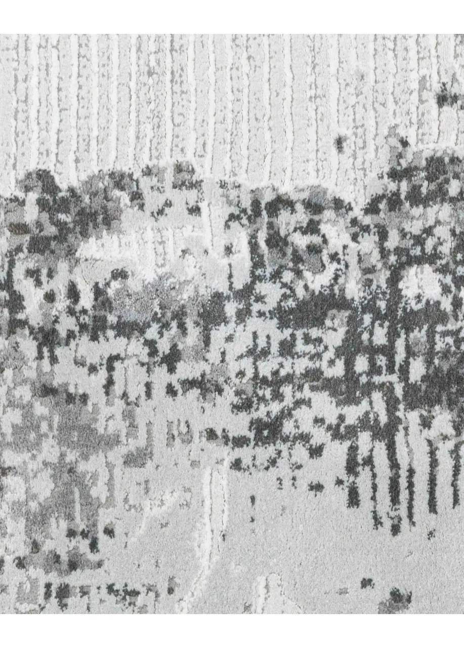 Tapete Abstracto Marfil con Manchas en Carbón sobre Rayado Fino - Vista alternativa