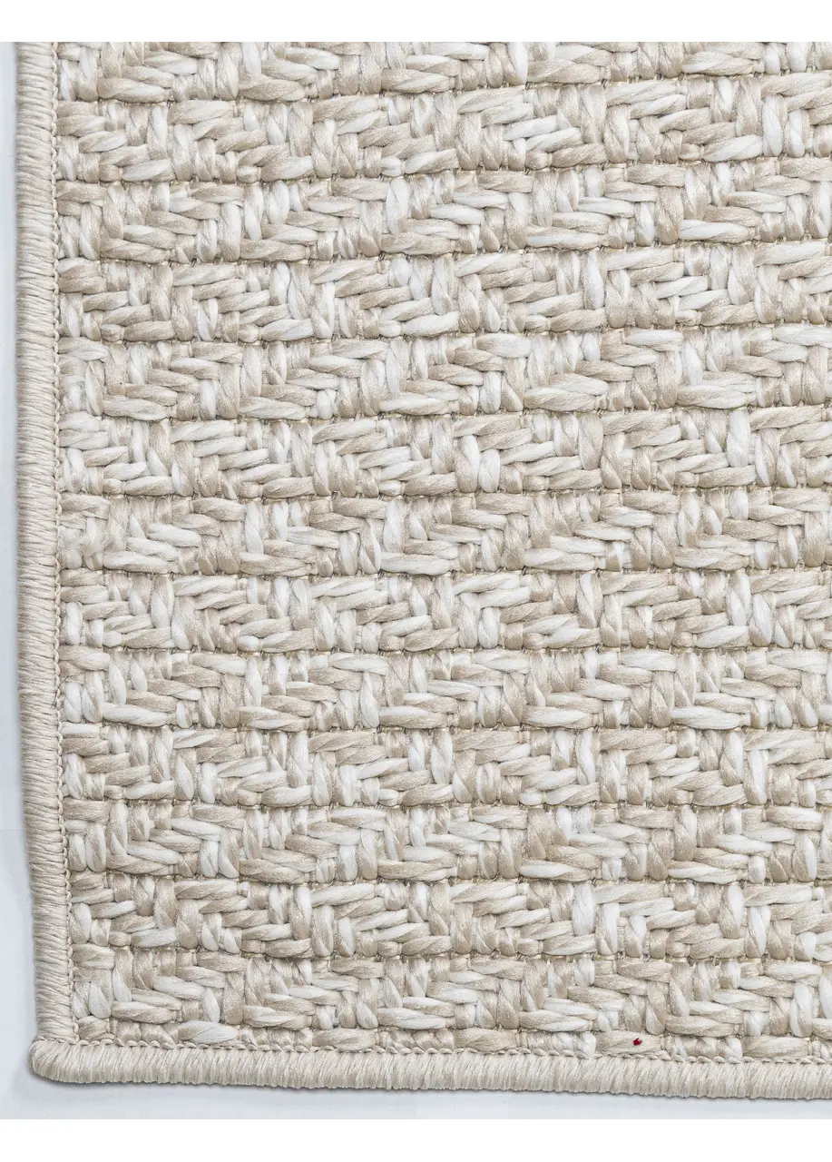 Tapete Texturizado Beige con Tejido Trenzado en Espiga