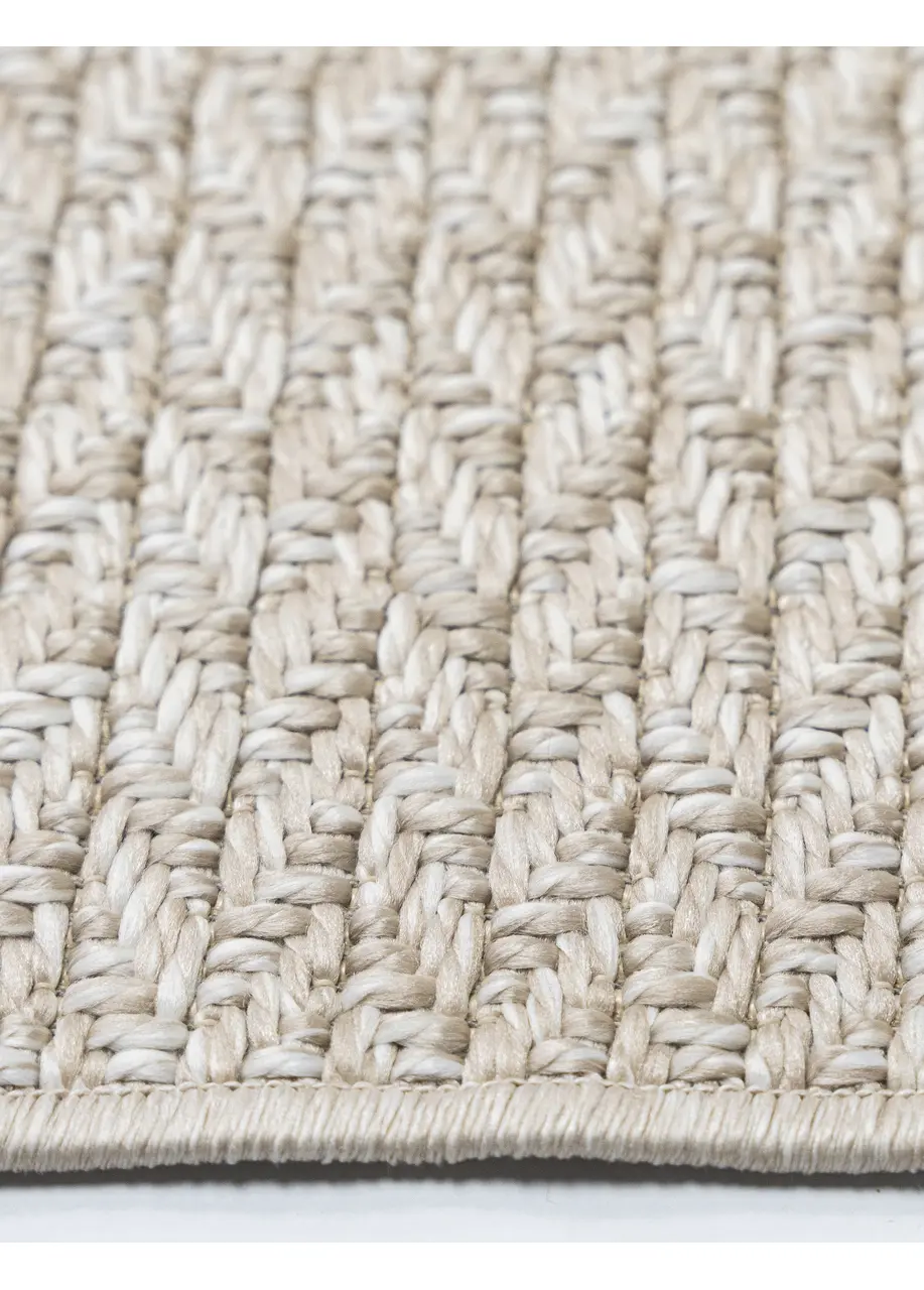 Tapete Texturizado Beige con Tejido Trenzado en Espiga