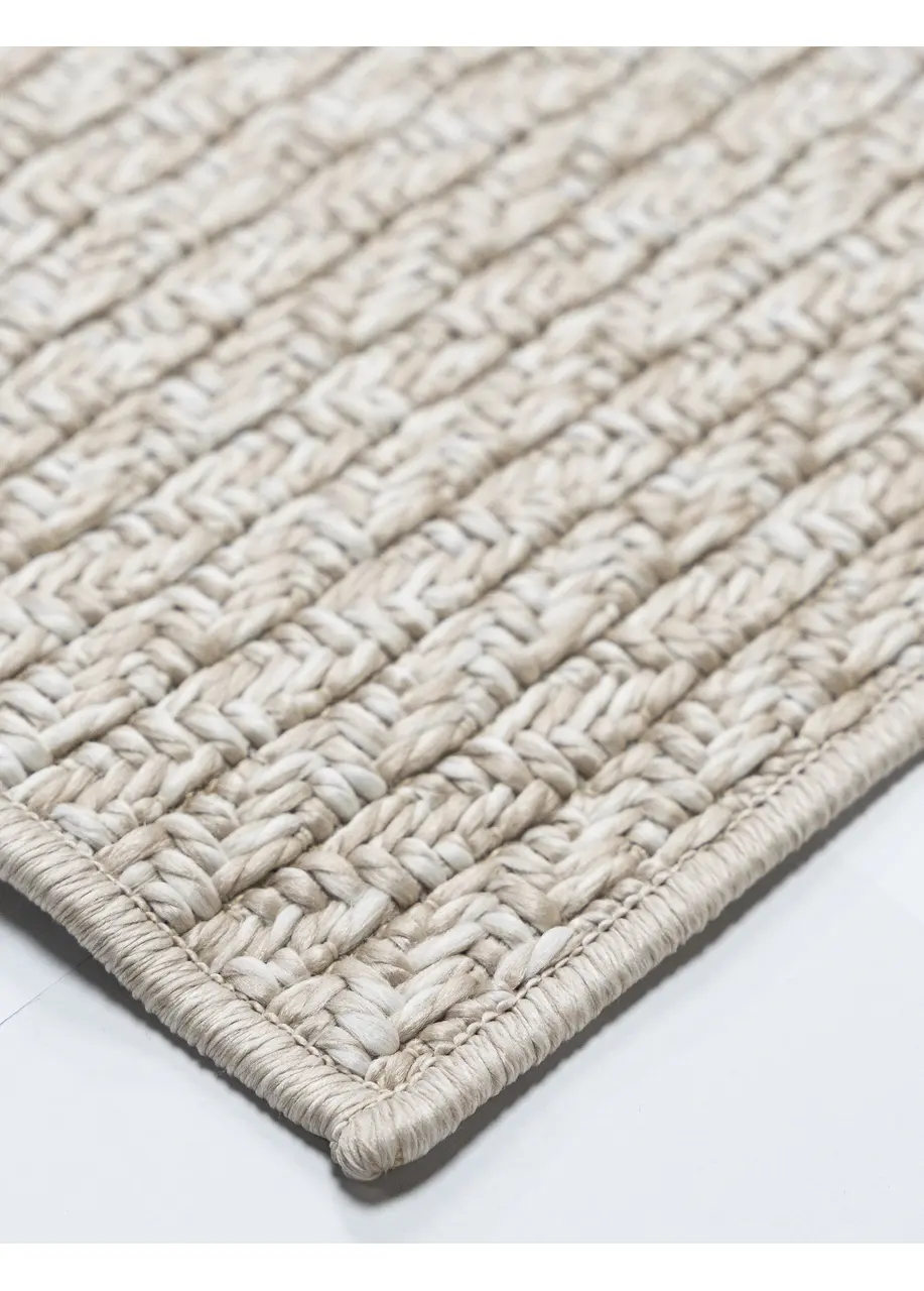 Tapete Texturizado Beige con Tejido Trenzado en Espiga