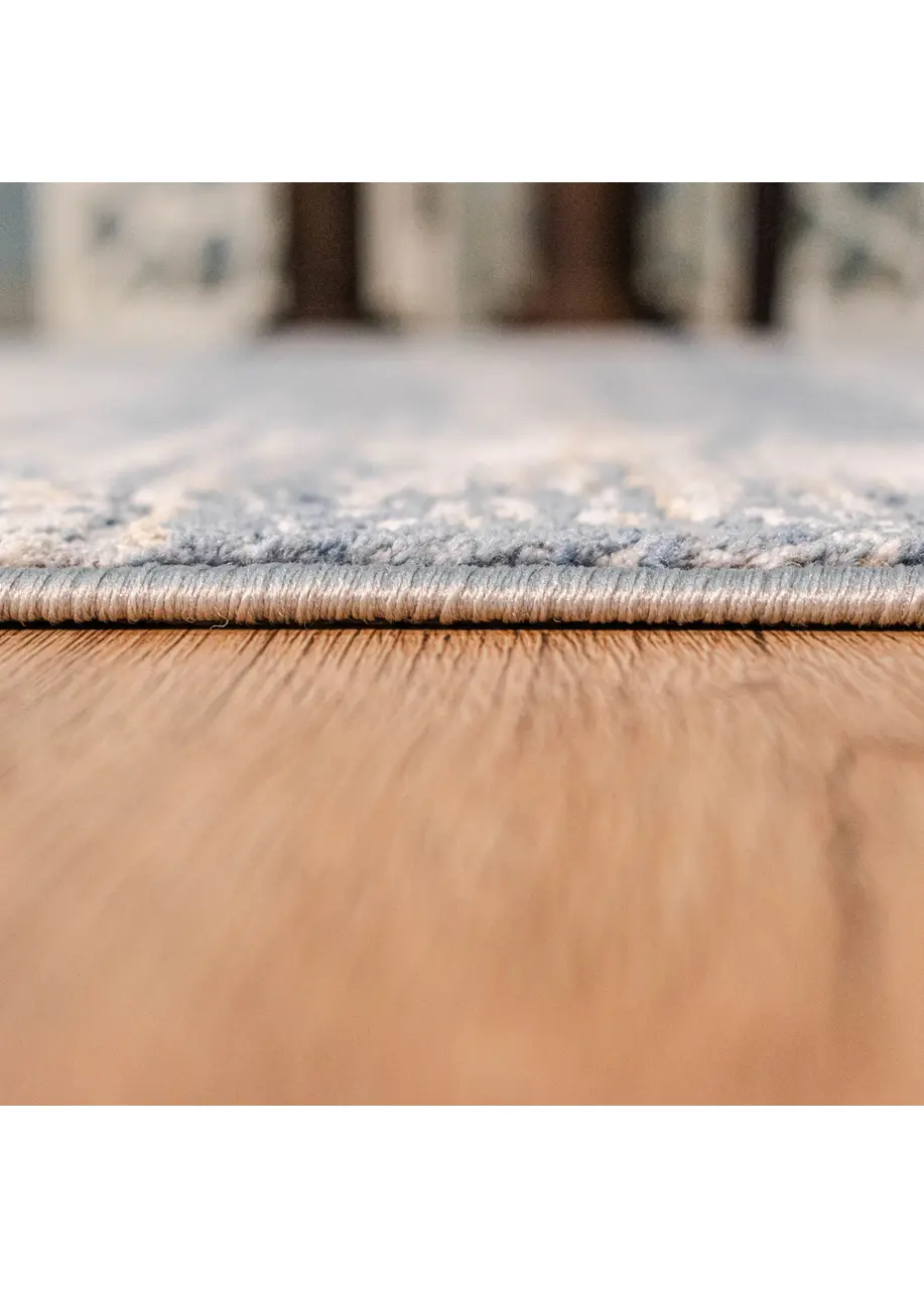 Tapete Moderno Beige con Trazos Horizontales en Azul Marino