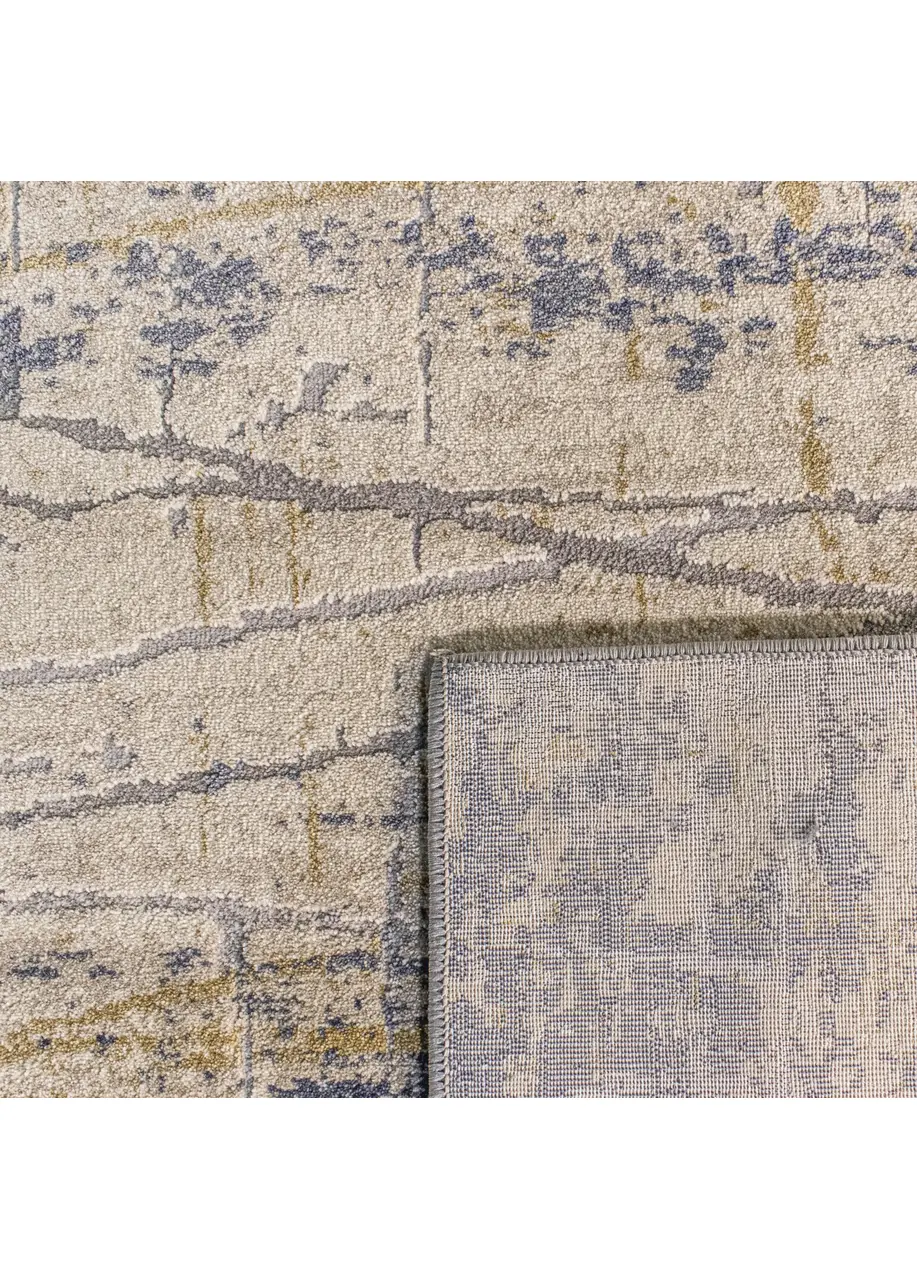 Tapete Moderno Beige con Trazos Horizontales en Azul Marino