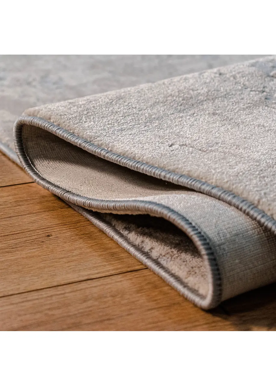 Tapete Moderno Beige con Bloques Cepillados en Gris Oscuro