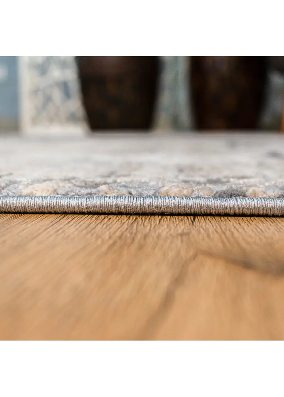Tapete Texturizado Beige con Rayas Cepilladas en Gris