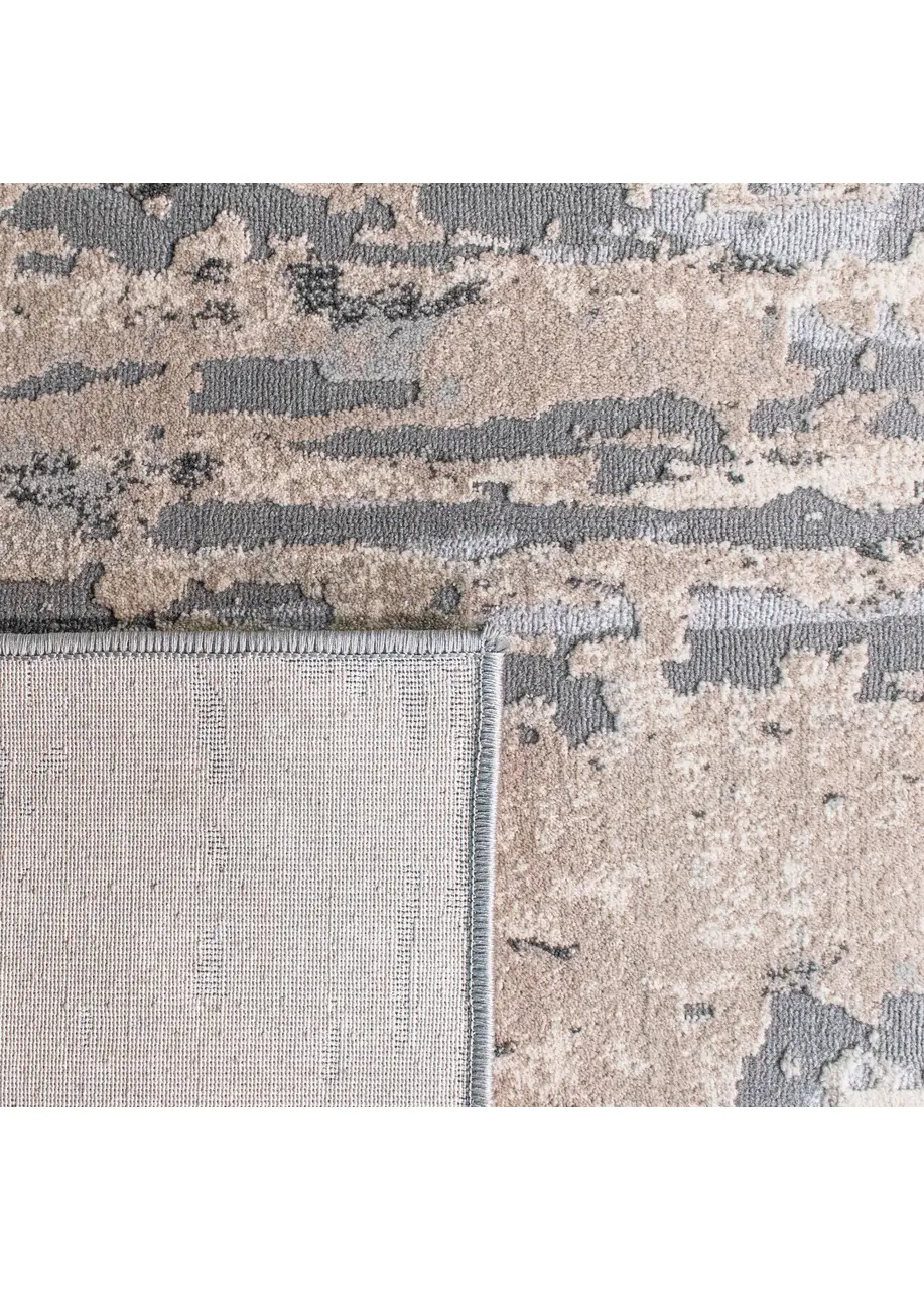 Tapete Texturizado Beige con Rayas Cepilladas en Gris