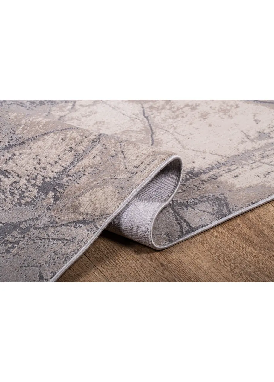 Tapete Moderno Beige con Vetas de Mármol y Marco Gris