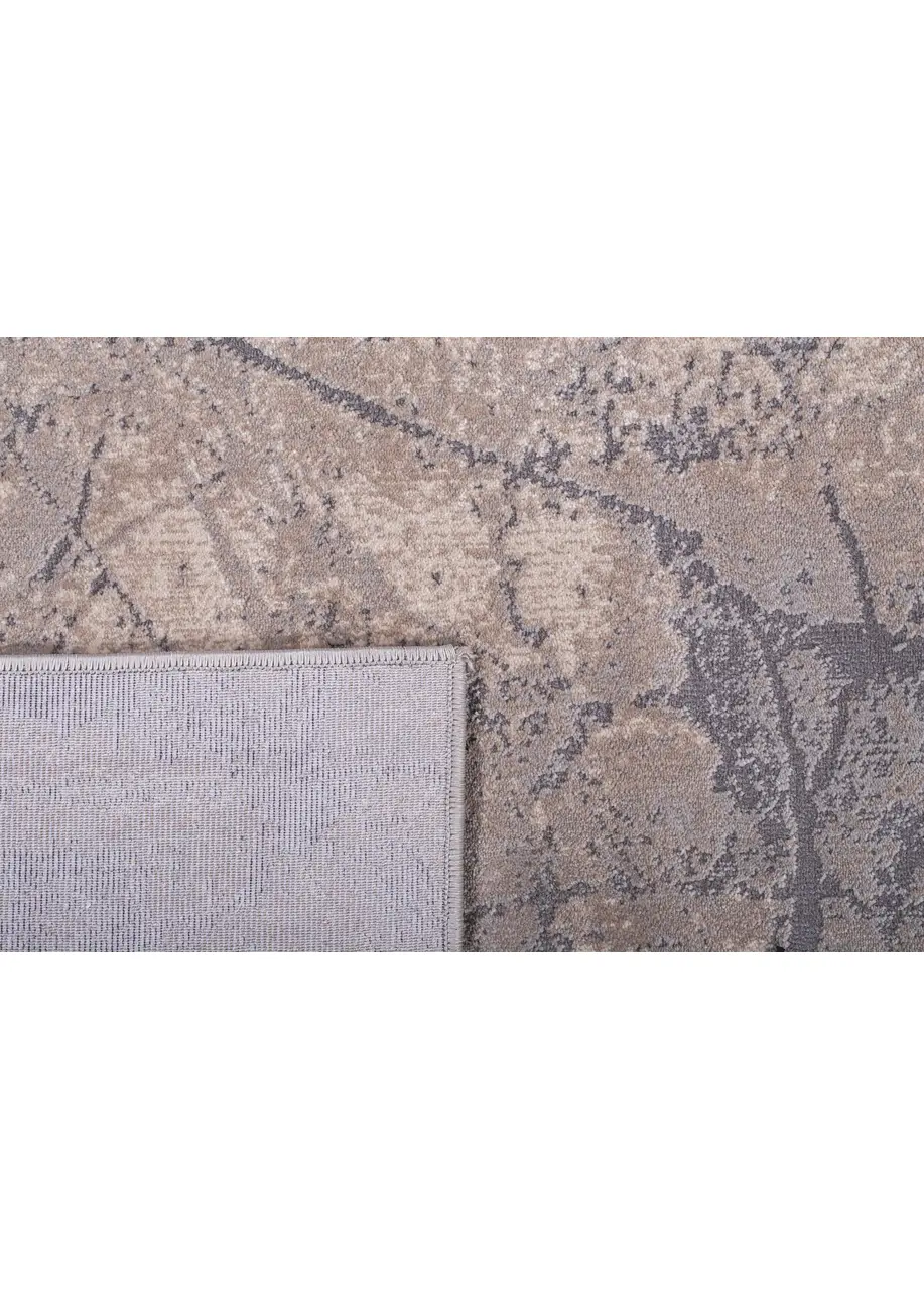 Tapete Moderno Beige con Vetas de Mármol y Marco Gris