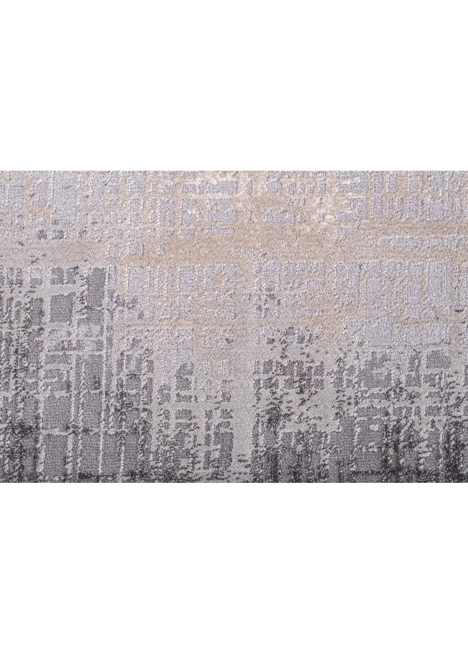 Tapete Moderno Beige con Retícula y Orilla Degradada en Gris