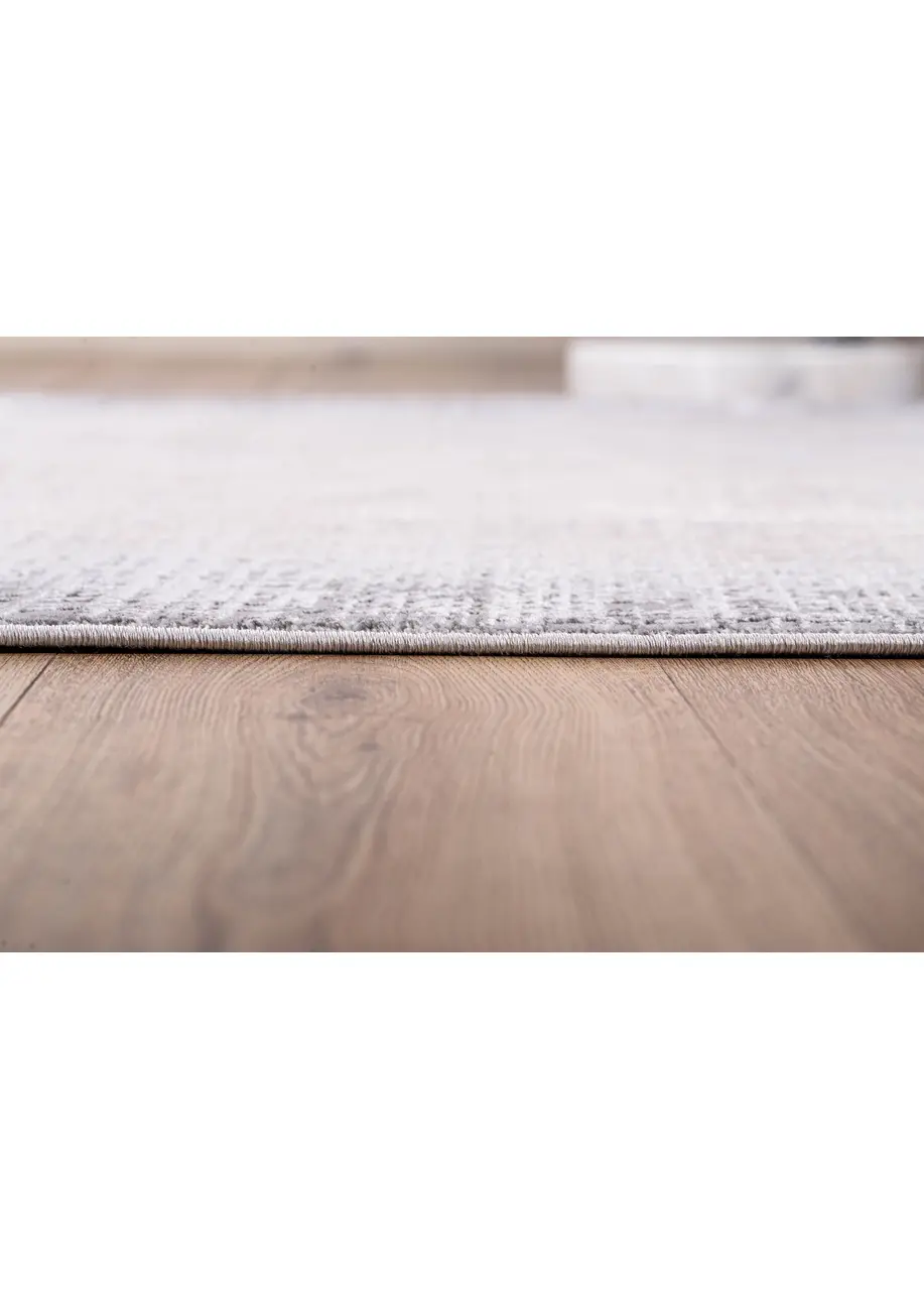 Tapete Moderno Beige con Retícula y Orilla Degradada en Gris