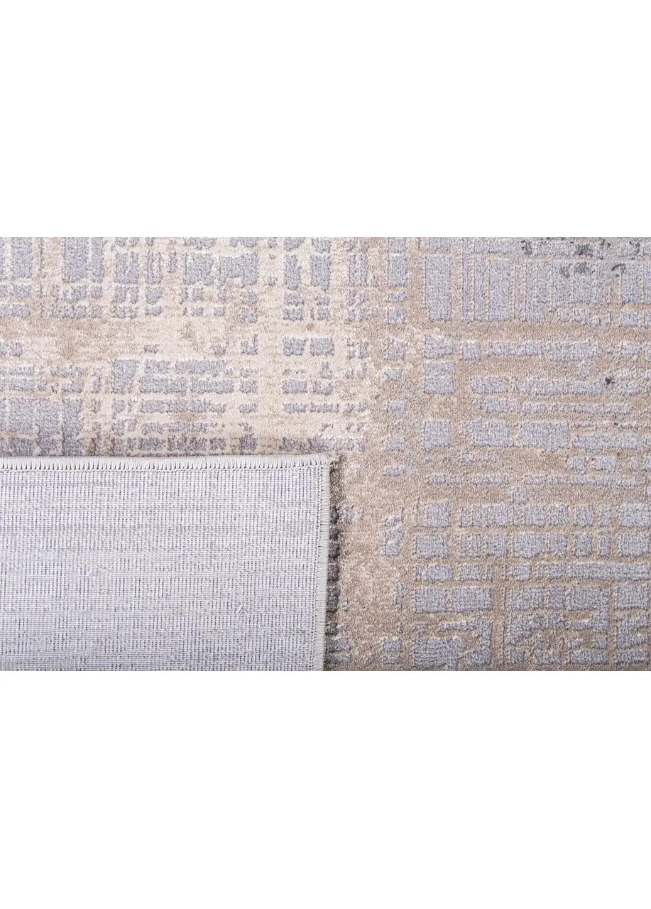 Tapete Moderno Beige con Retícula y Orilla Degradada en Gris