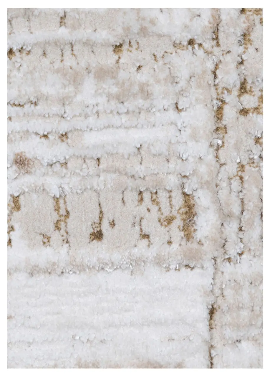 Tapete Abstracto Marfil con Trama Raspada en Cobre - Vista alternativa