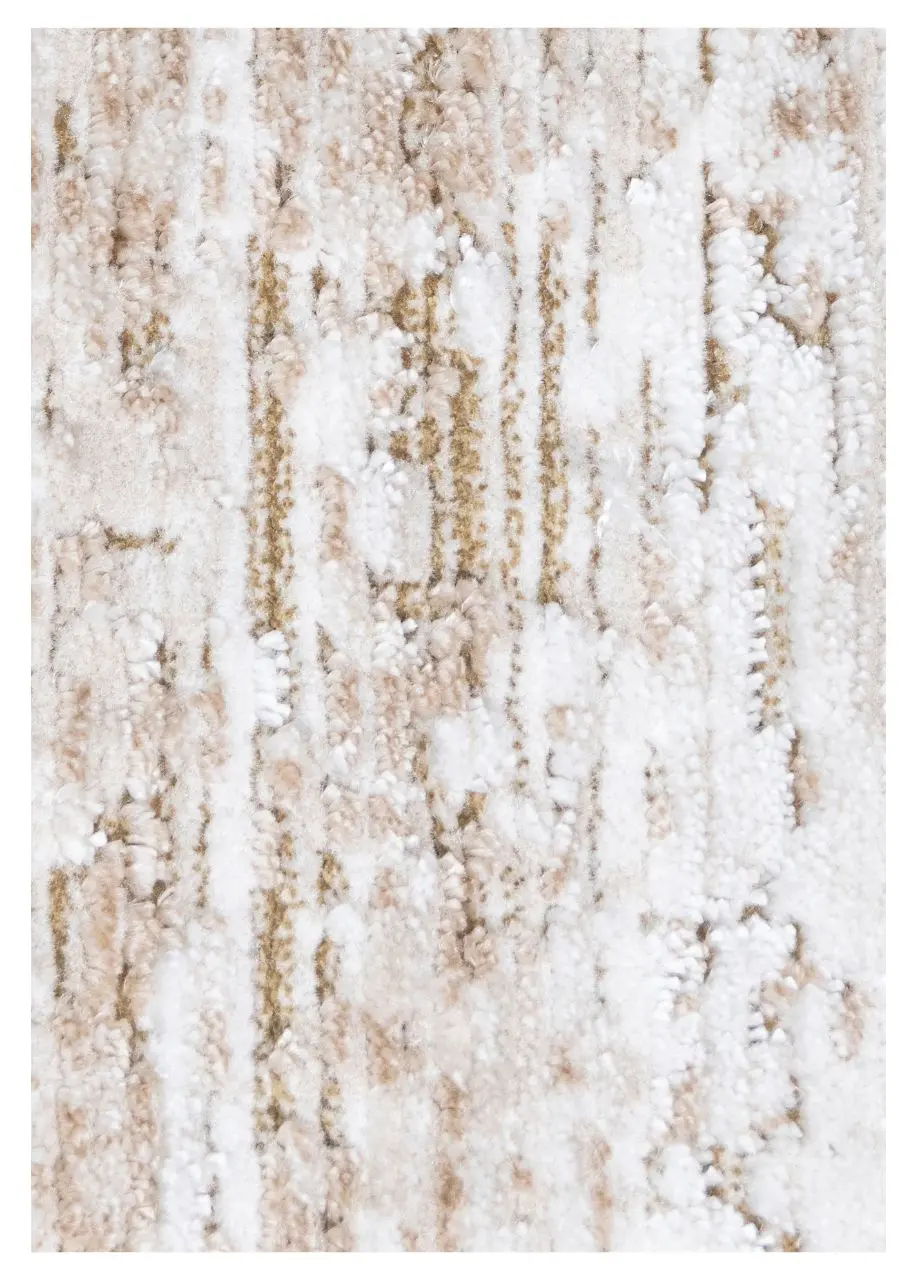 Tapete Abstracto Beige con Campo Desgastado y Marco Claro - Vista alternativa