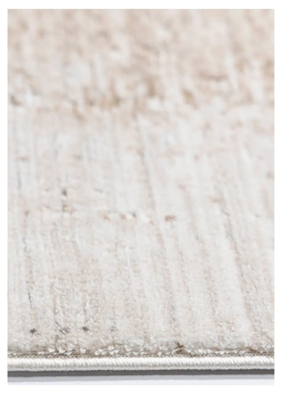 Tapete Abstracto Beige con Campo Desgastado y Marco Claro