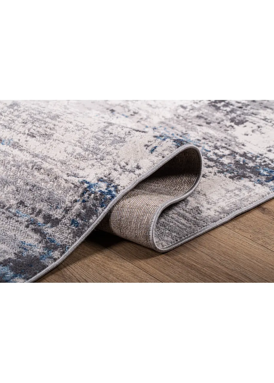 Tapete Moderno Gris Claro con Rayado Tenue en Azul