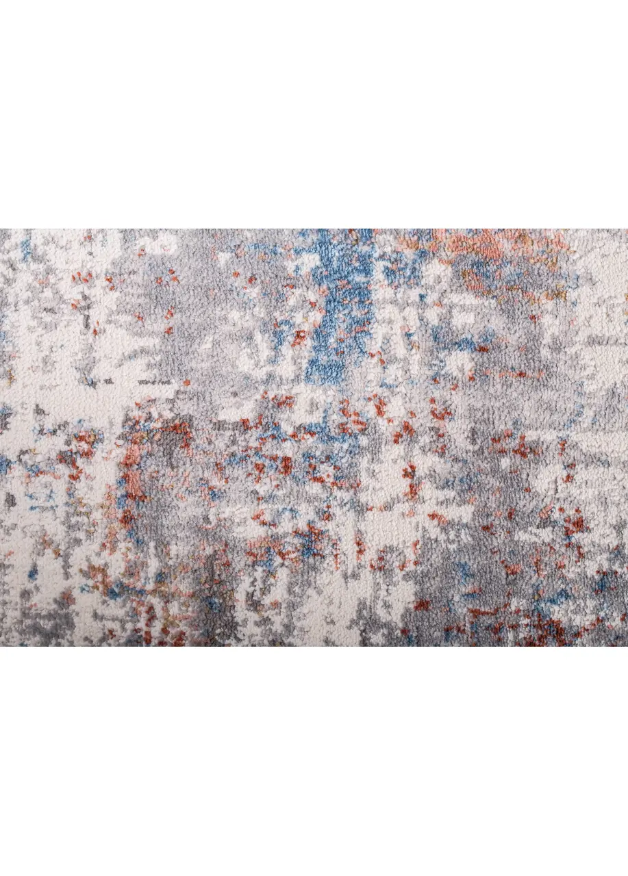 Tapete Abstracto Gris con Acuarela en Terracota y Azul