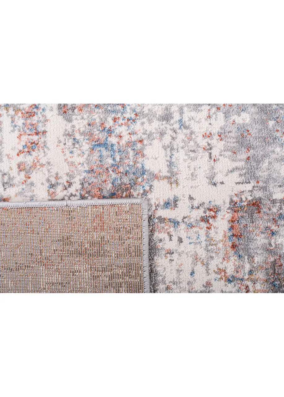 Tapete Abstracto Gris con Acuarela en Terracota y Azul