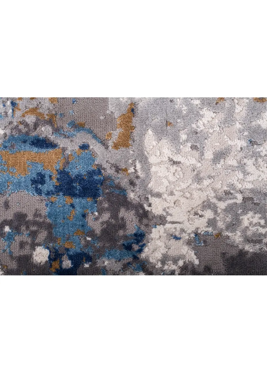 Tapete Abstracto Gris con Efecto Mármol en Azul y Ocre
