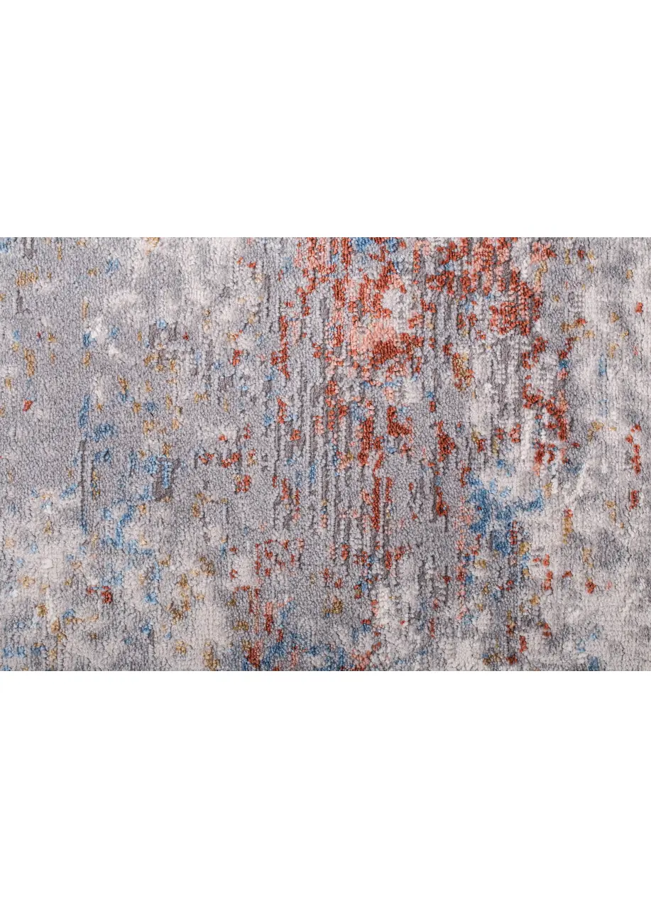 Tapete Abstracto Blanco con Pinceladas en Terracota y Azul