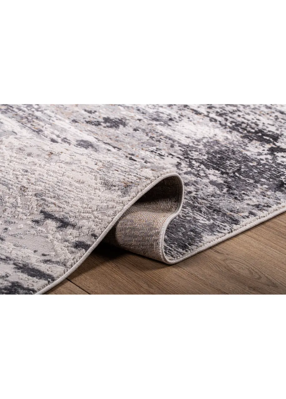 Tapete Moderno Gris Perla con Barrido Horizontal en Carbón