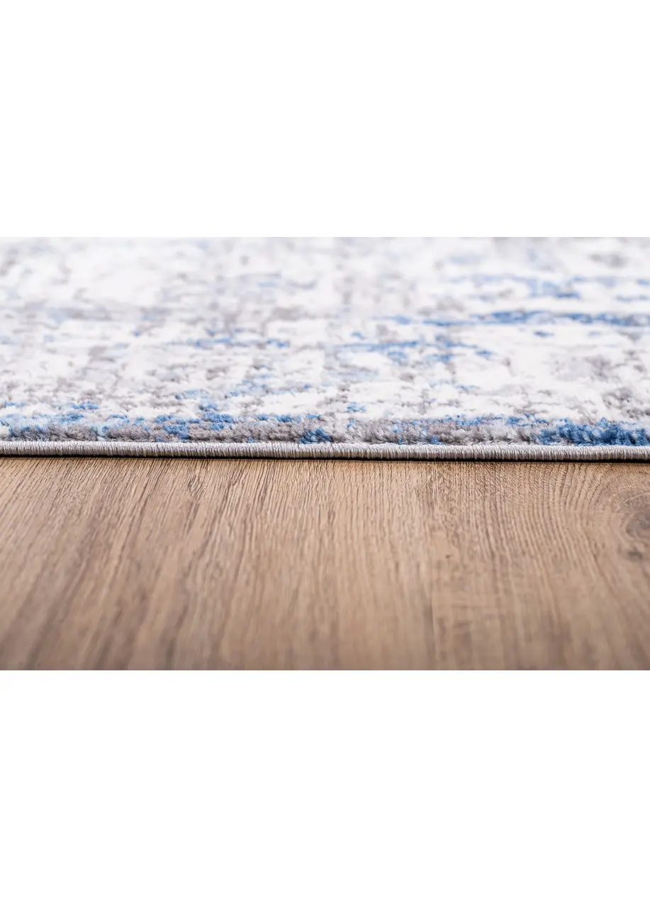 Tapete Vintage Gris con Medallón Difuminado en Azul
