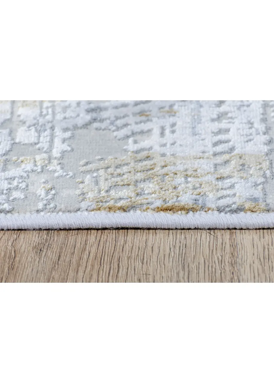 Tapete Moderno Beige con Espiga y Toques en Dorado