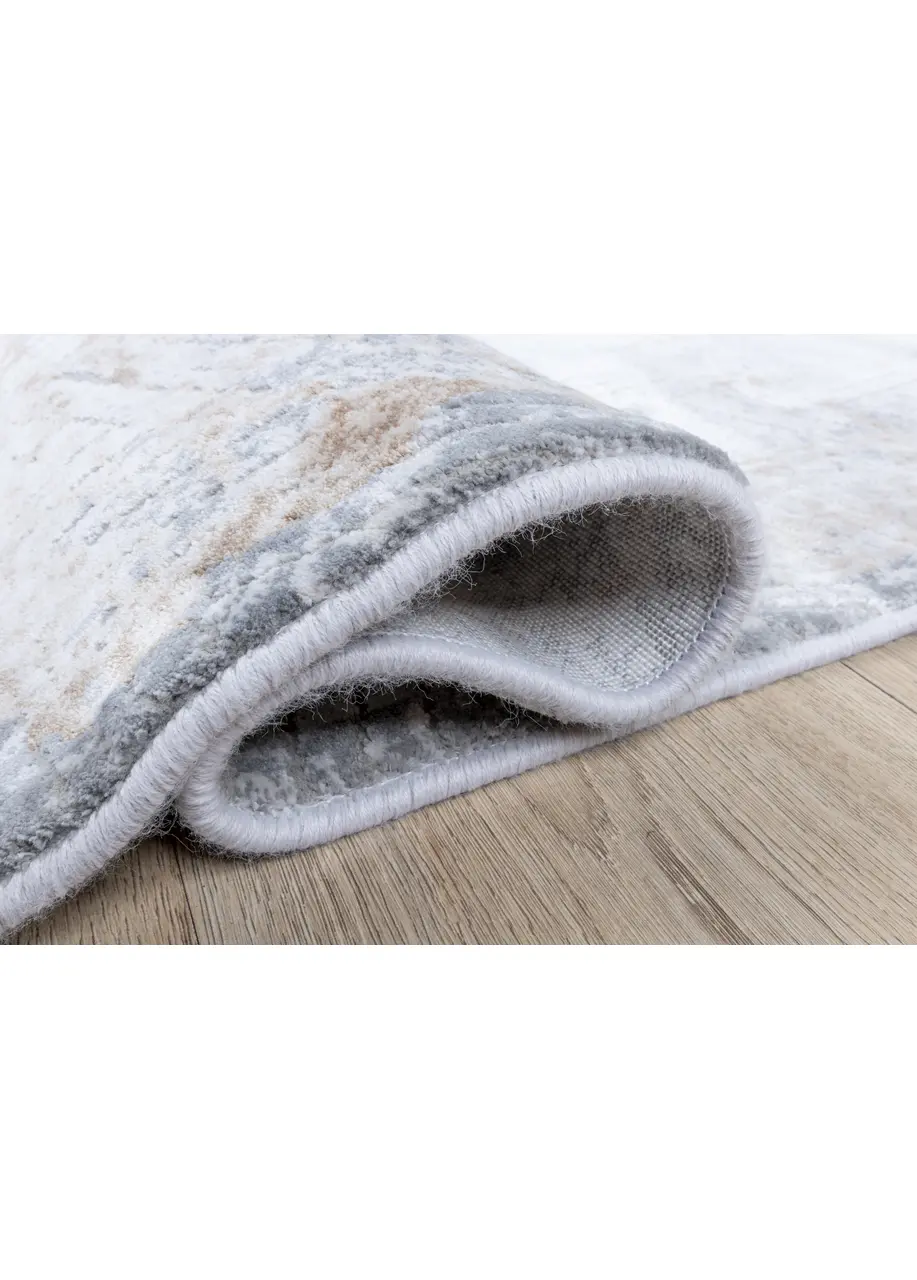 Tapete Texturizado Beige con Zigzag en Gris y Café