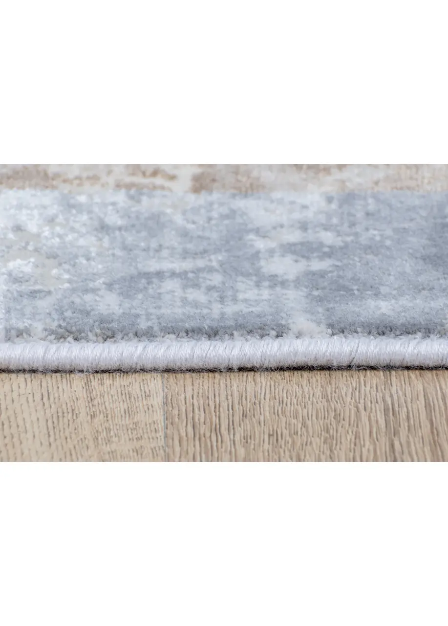 Tapete Moderno Beige con Doble Marco en Café y Gris