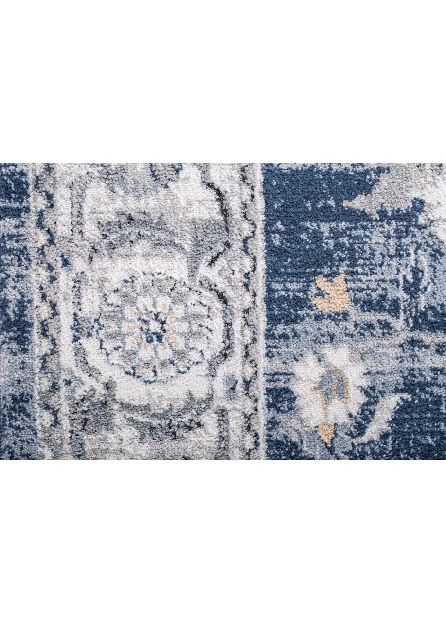 Tapete Vintage Azul Marino con Flores y Cenefa Gris