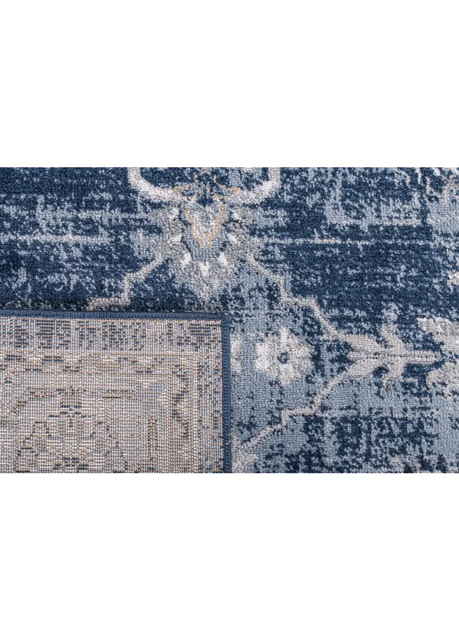 Tapete Vintage Azul Marino con Flores y Cenefa Gris