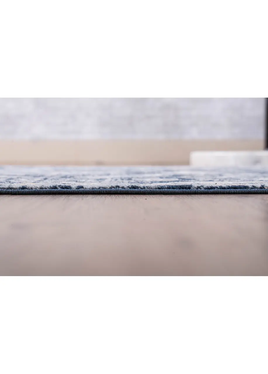 Tapete Vintage Azul con Rosetones Orientales en Gris