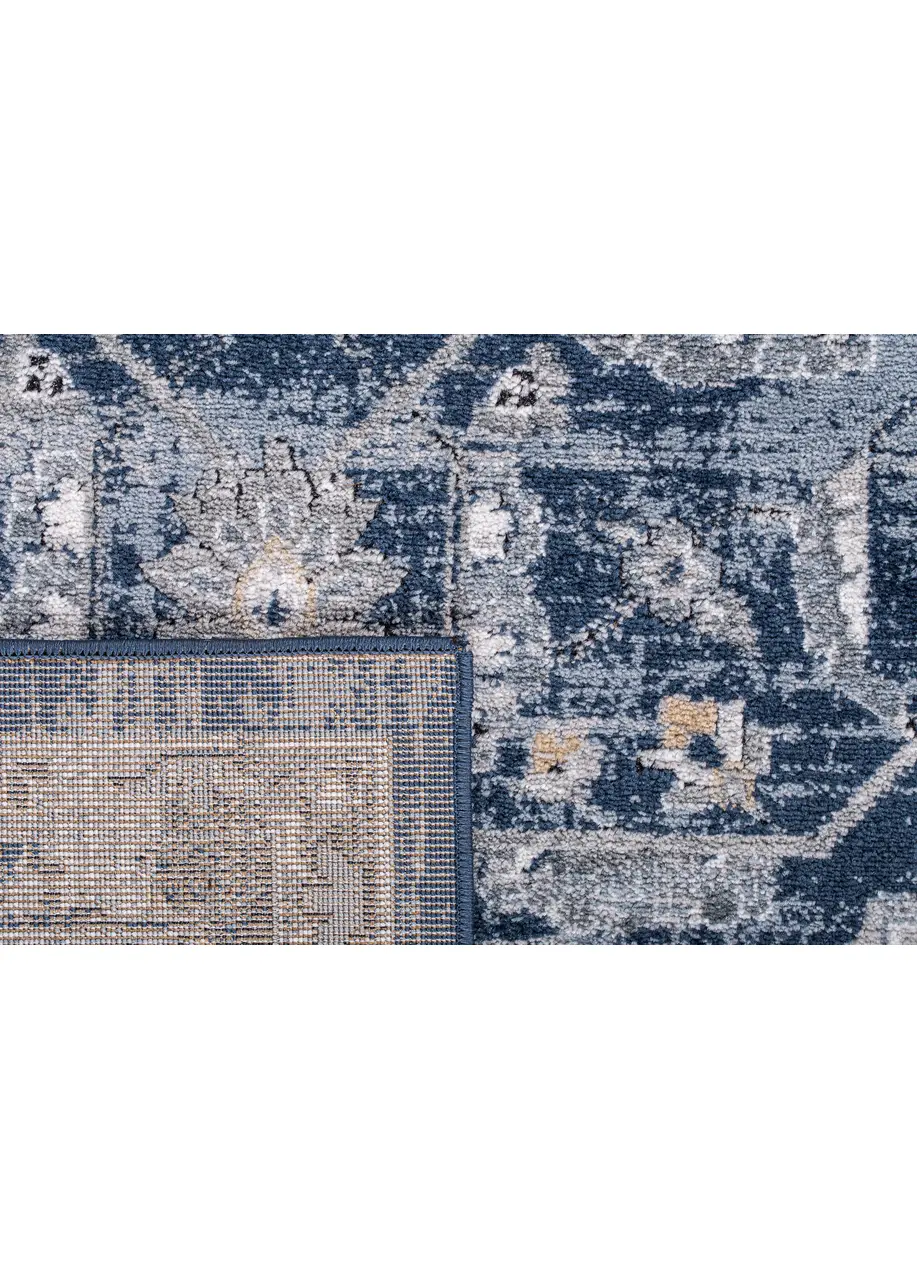 Tapete Vintage Azul con Rosetones Orientales en Gris