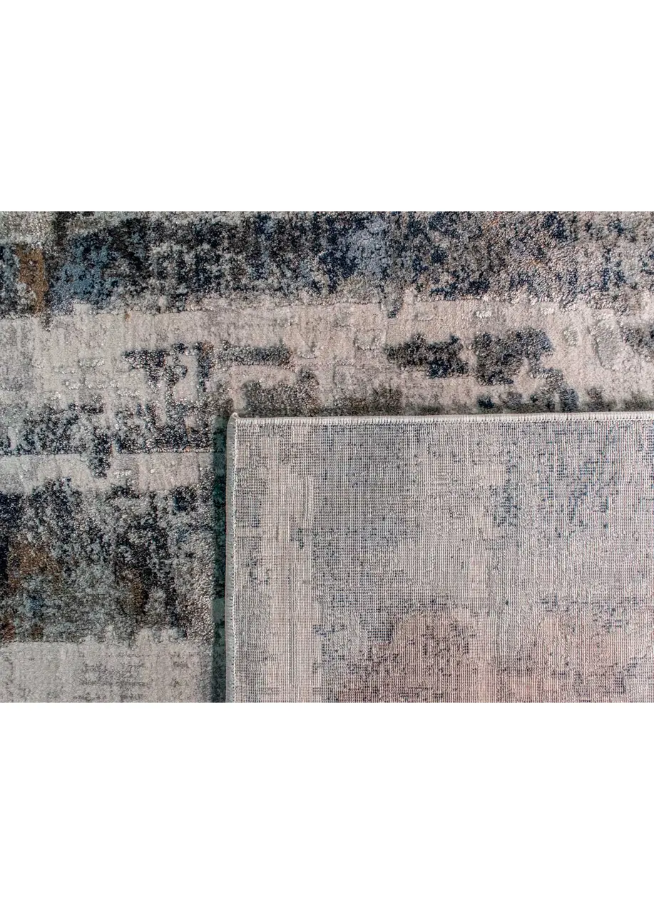 Tapete Abstracto Beige con Franjas Desgastadas en Azul Marino