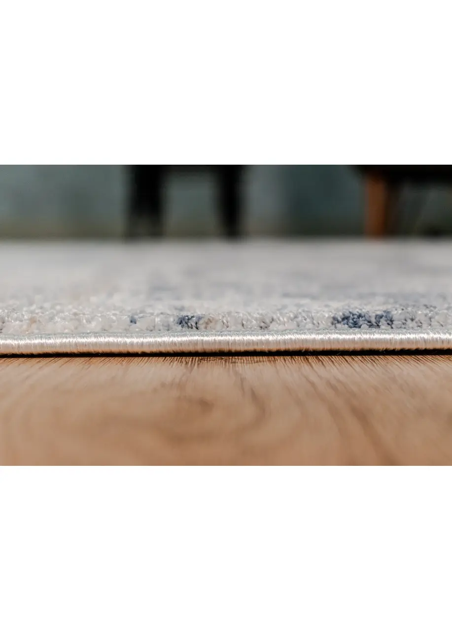 Tapete Moderno Gris con Cuadrícula Irregular en Carbón y Azul