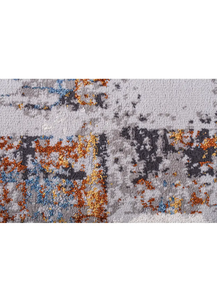 Tapete Moderno Gris con Bloques Verticales en Azul y Cobre