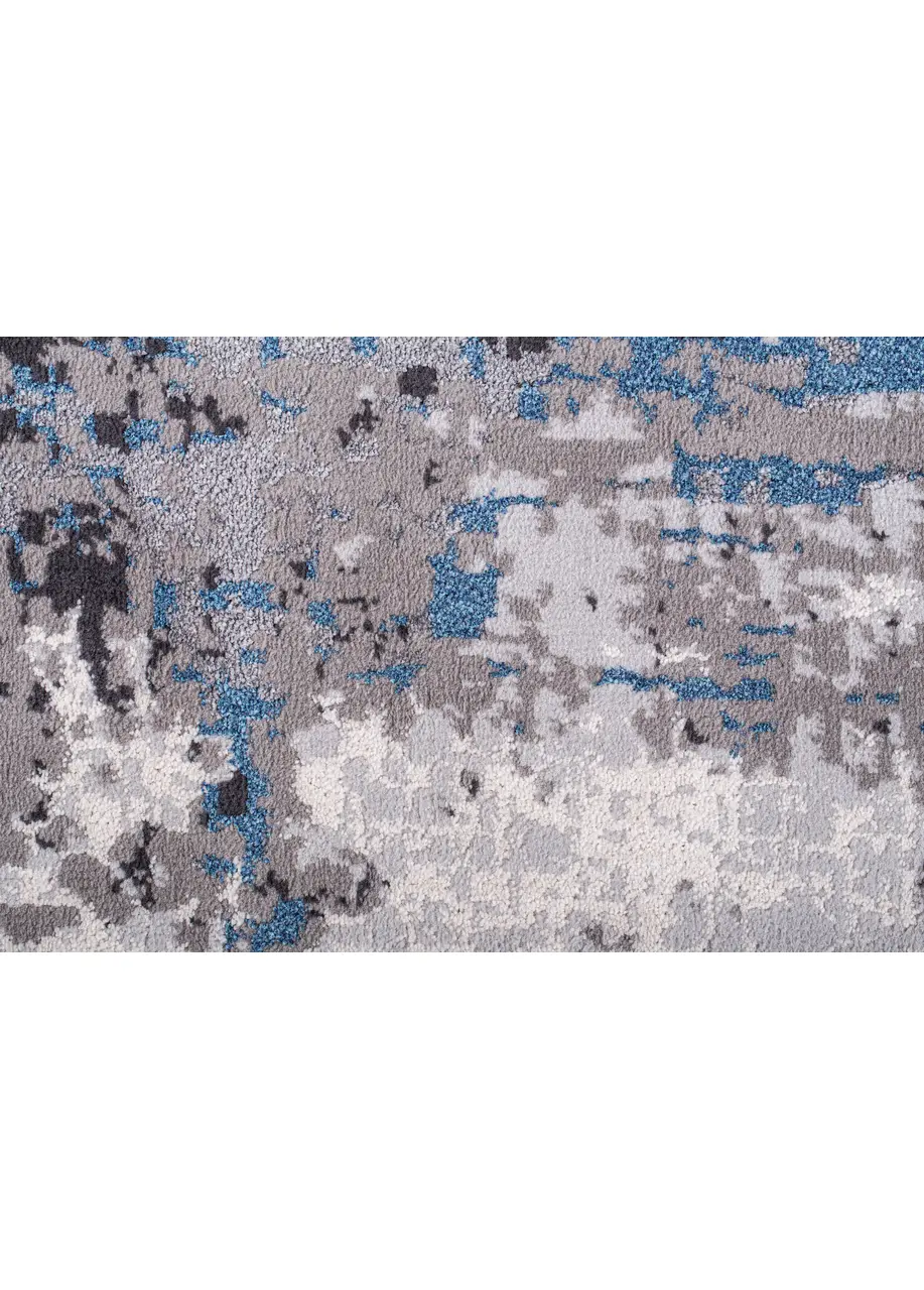 Tapete Abstracto Gris con Marco Pincelado en Azul y Negro