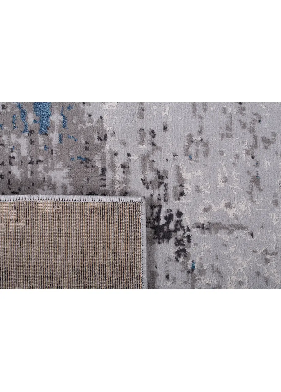 Tapete Abstracto Gris con Marco Pincelado en Azul y Negro