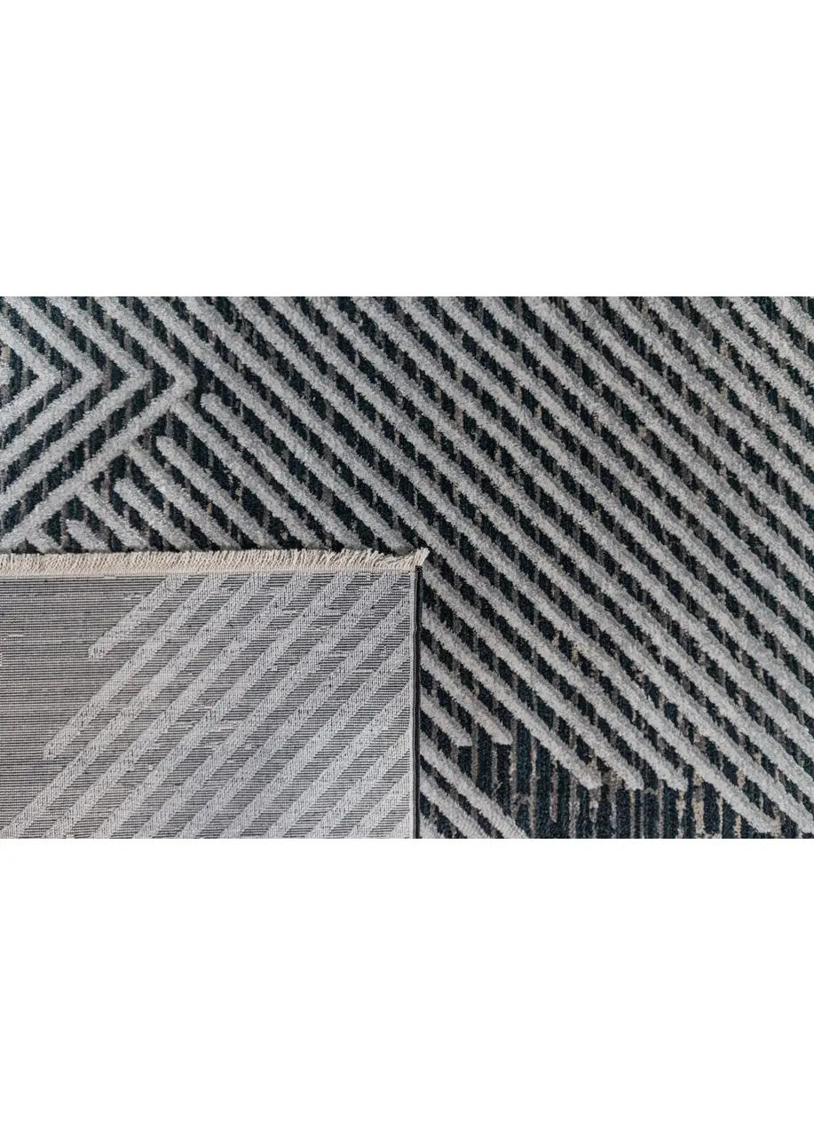 Tapete Moderno Gris con Líneas Diagonales en Azul Marino