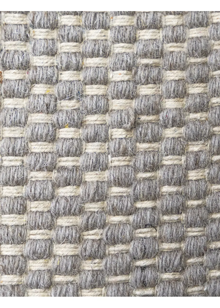 Tapete Tejido Gris Topo con Trama de Nudo en Marfil - Vista alternativa