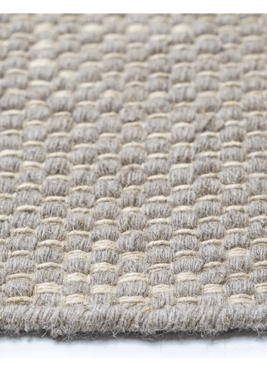 Tapete Tejido Gris Topo con Trama de Nudo en Marfil