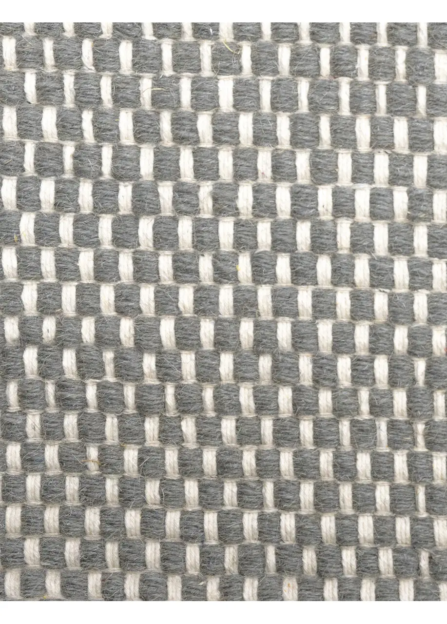 Tapete Tejido Gris Claro con Damero Menudo en Marfil - Vista alternativa