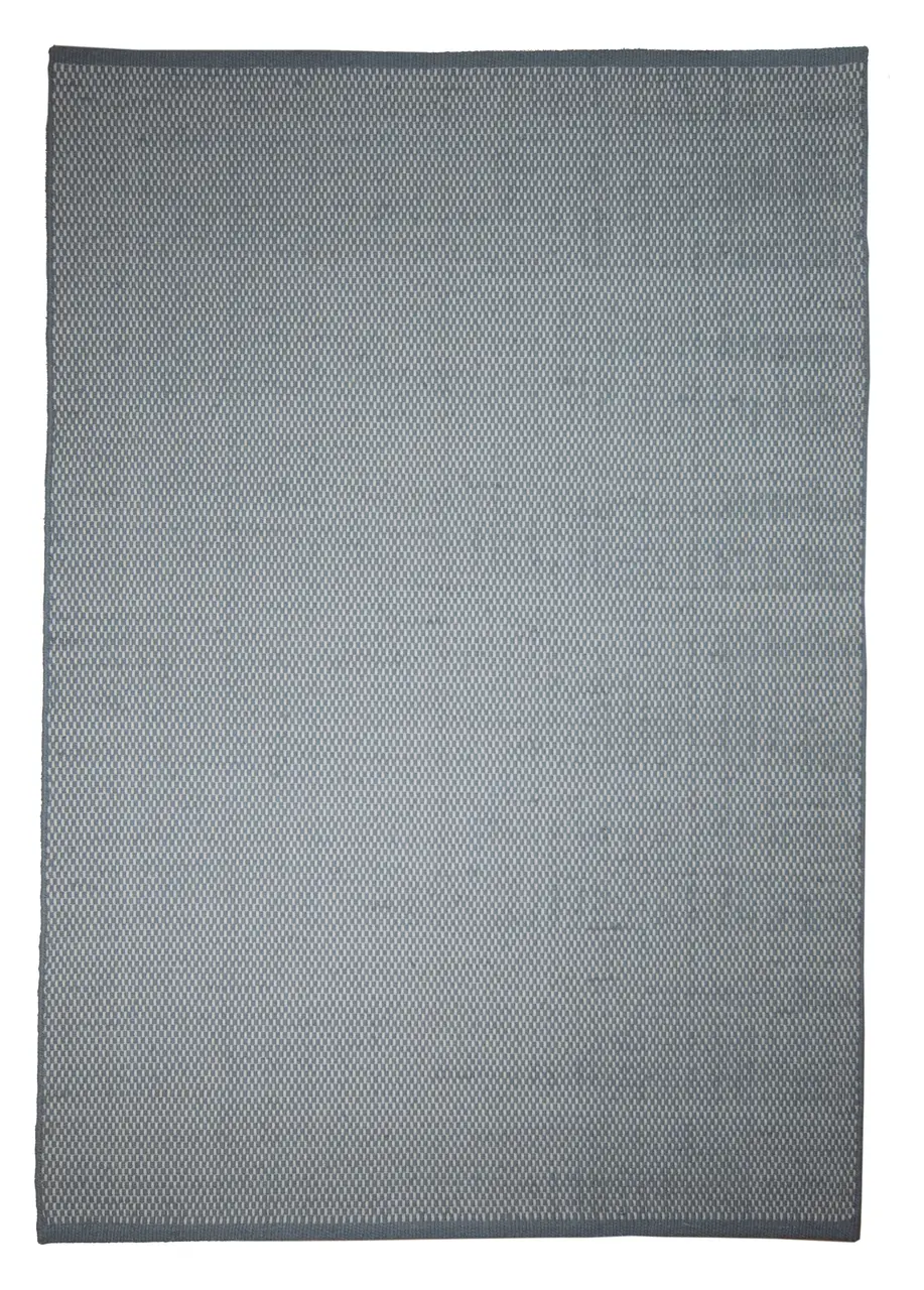 Tapete Tejido Gris Oscuro con Damero en Marfil