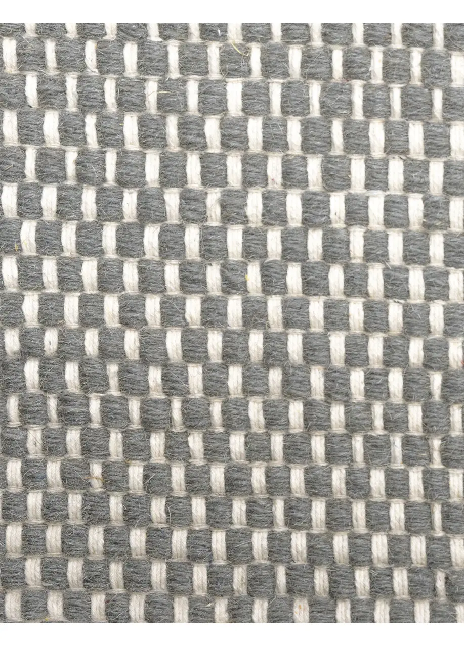 Tapete Tejido Gris Oscuro con Damero en Marfil - Vista alternativa